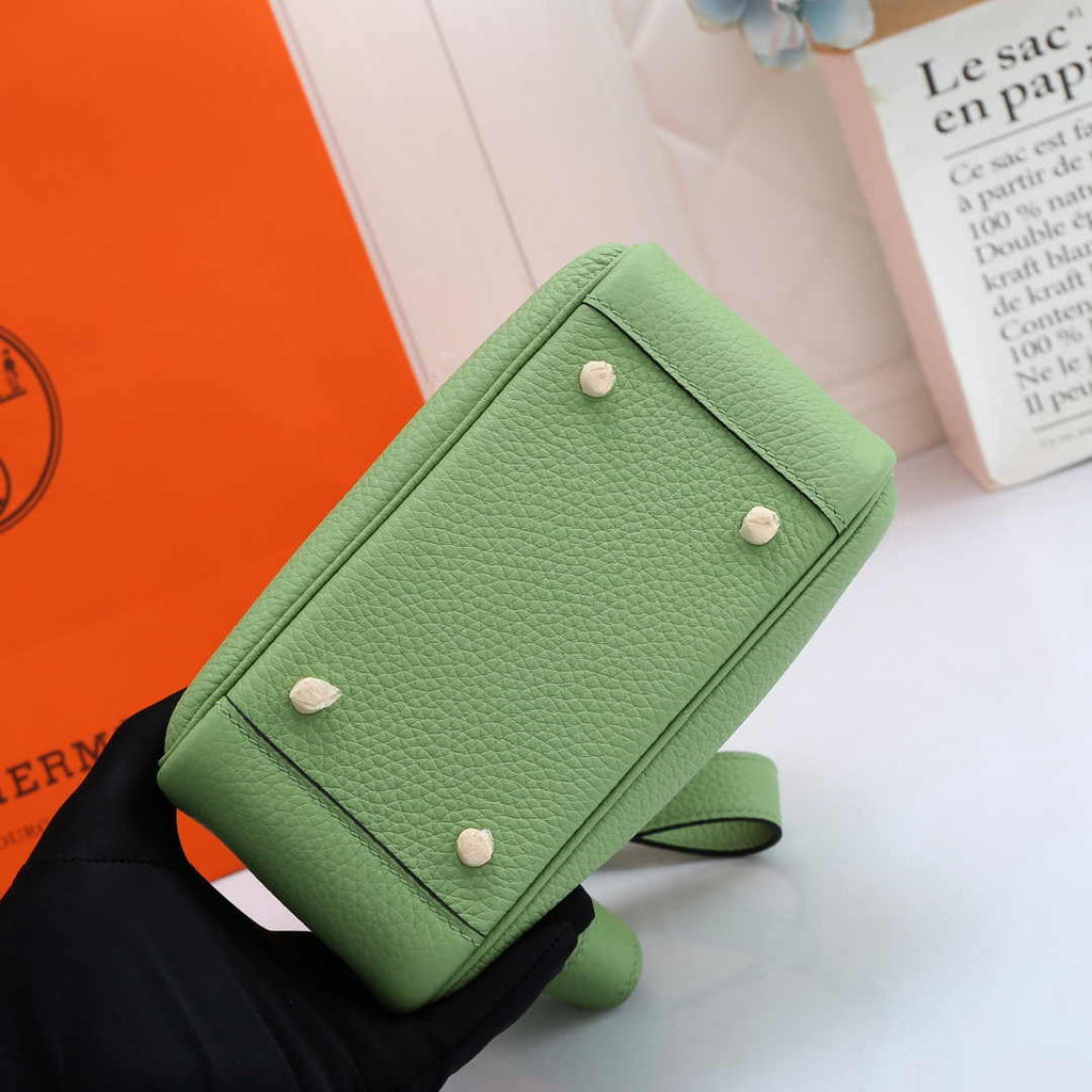Hermes Lindy Mini Bag Green Togo Leather Gold Hardware H8601