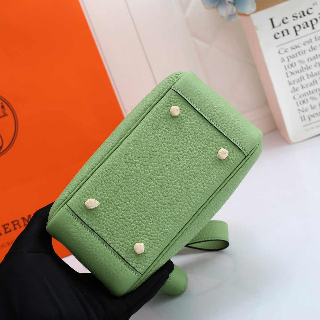Hermes Lindy Mini Bag Green Togo Leather Gold Hardware H8601