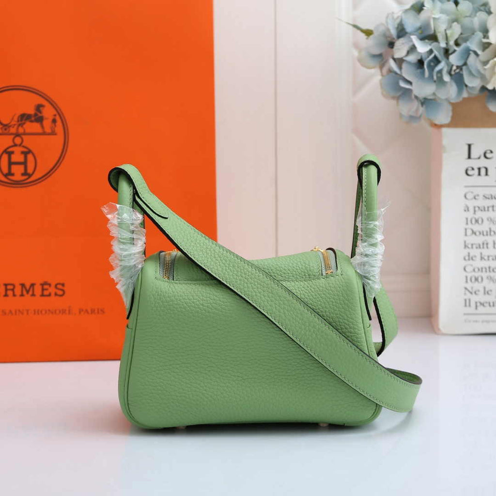 Hermes Lindy Mini Bag Green Togo Leather Gold Hardware H8601