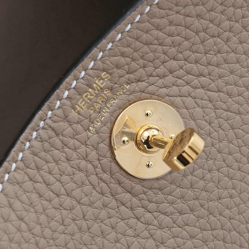 Hermes Lindy Mini Bag Light Gray Togo Leather Gold Hardware H8606