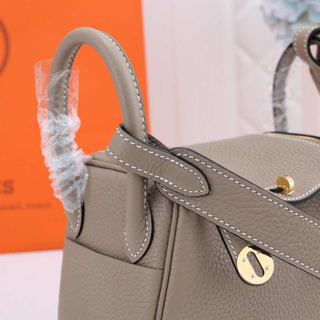 Hermes Lindy Mini Bag Light Gray Togo Leather Gold Hardware H8606