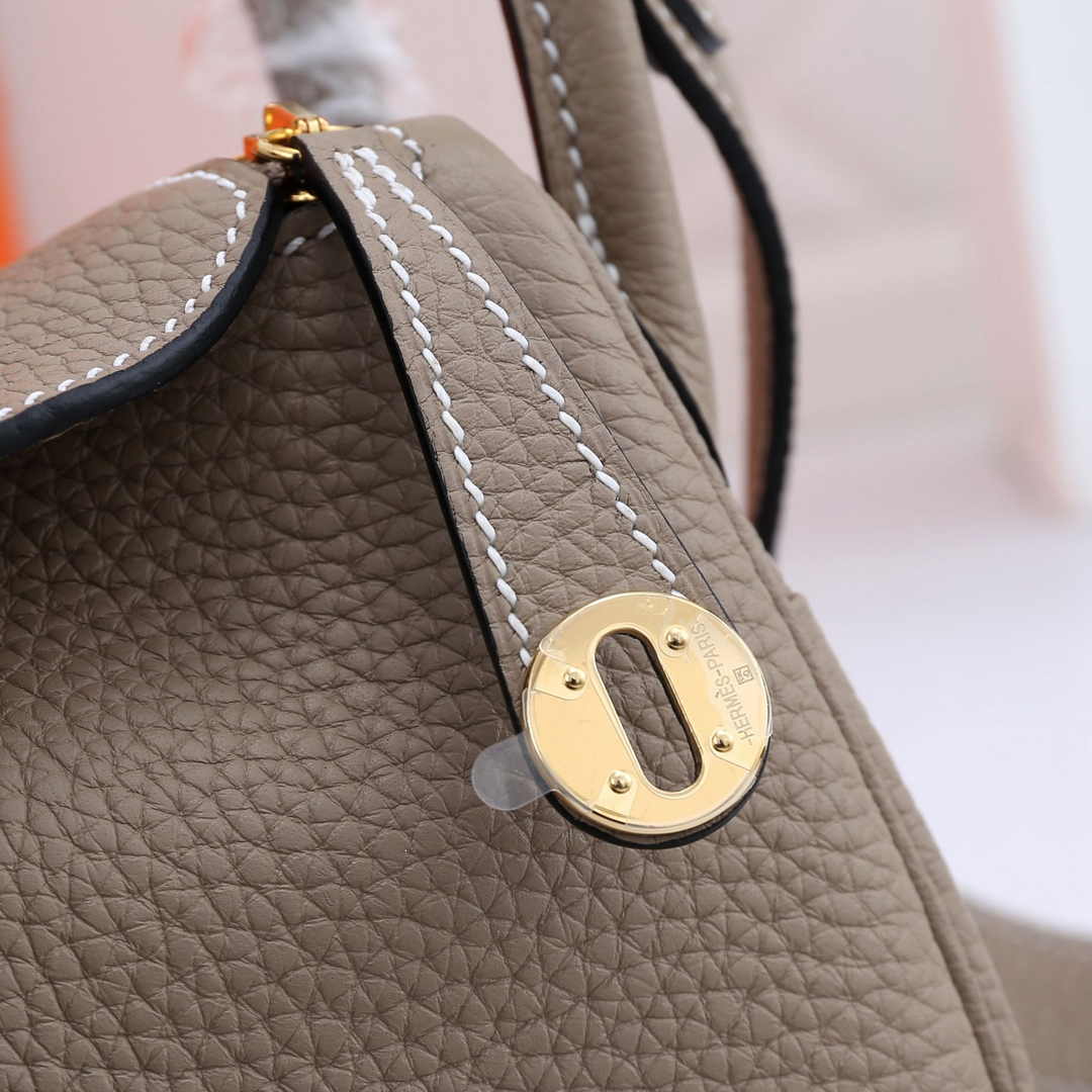 Hermes Lindy Mini Bag Light Gray Togo Leather Gold Hardware H8606