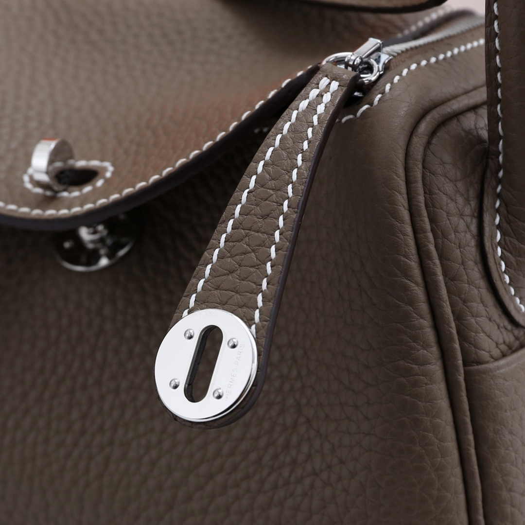 Hermes Lindy Mini Bag Gray Togo Leather Silver Hardware H8603