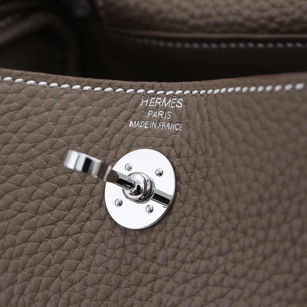 Hermes Lindy Mini Bag Gray Togo Leather Silver Hardware H8603