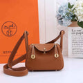 Hermes Lindy Mini Bag Camel Togo Leather Gold Hardware H8607