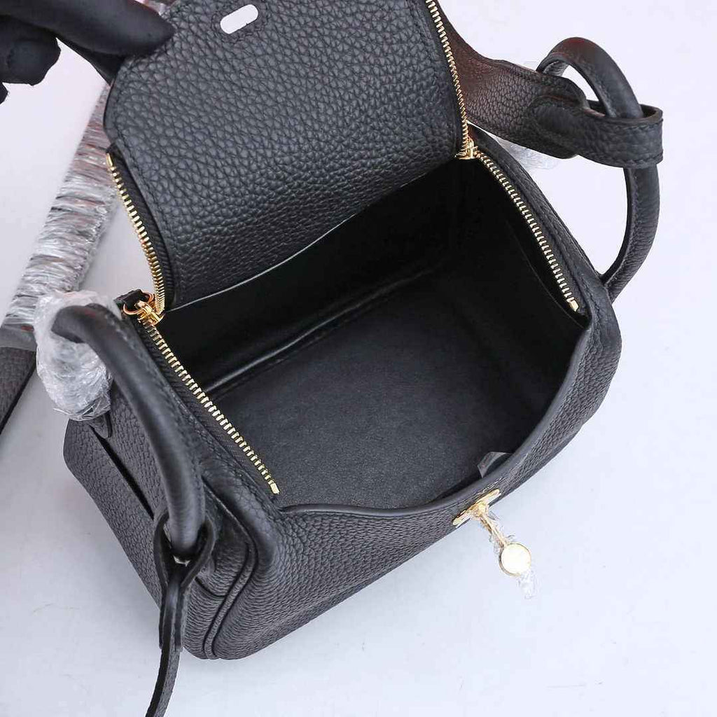 Hermes Lindy Mini Bag Black Togo Leather Gold Hardware H8608