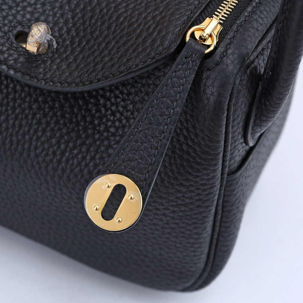 Hermes Lindy Mini Bag Black Togo Leather Gold Hardware H8608