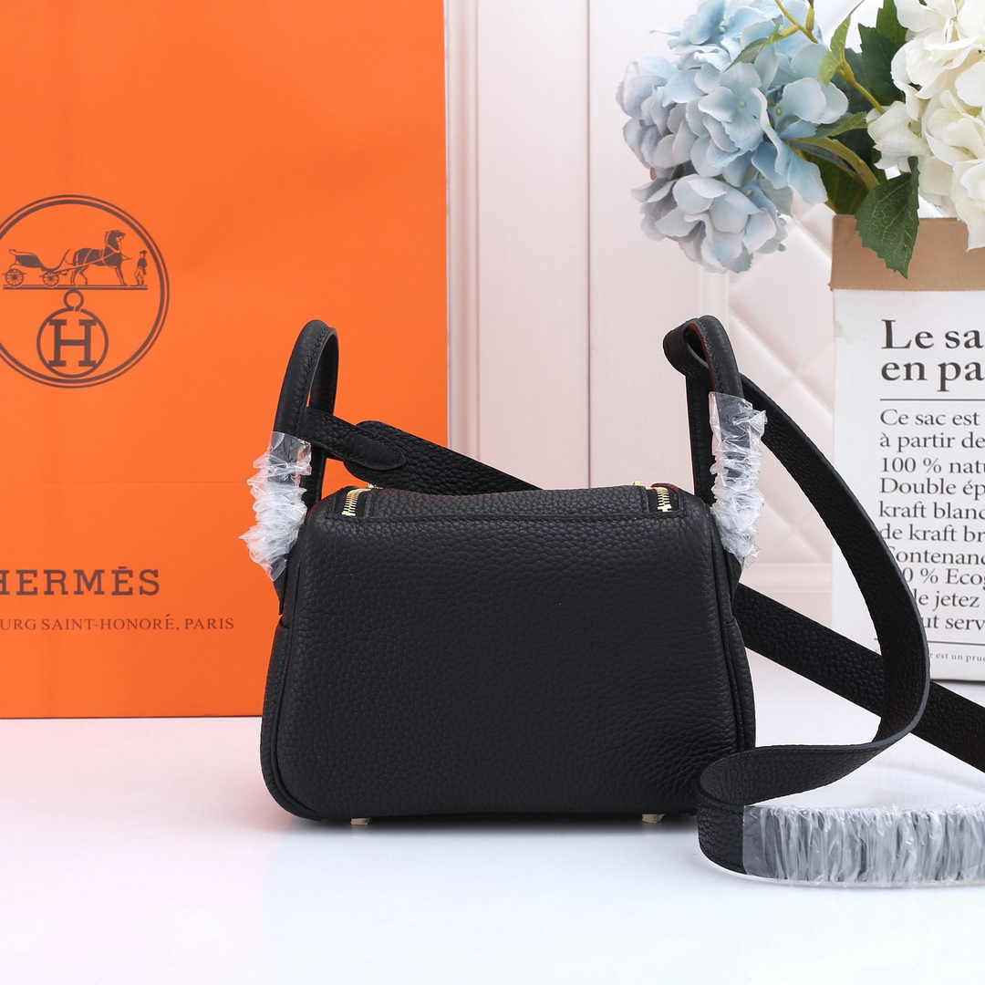Hermes Lindy Mini Bag Black Togo Leather Gold Hardware H8608
