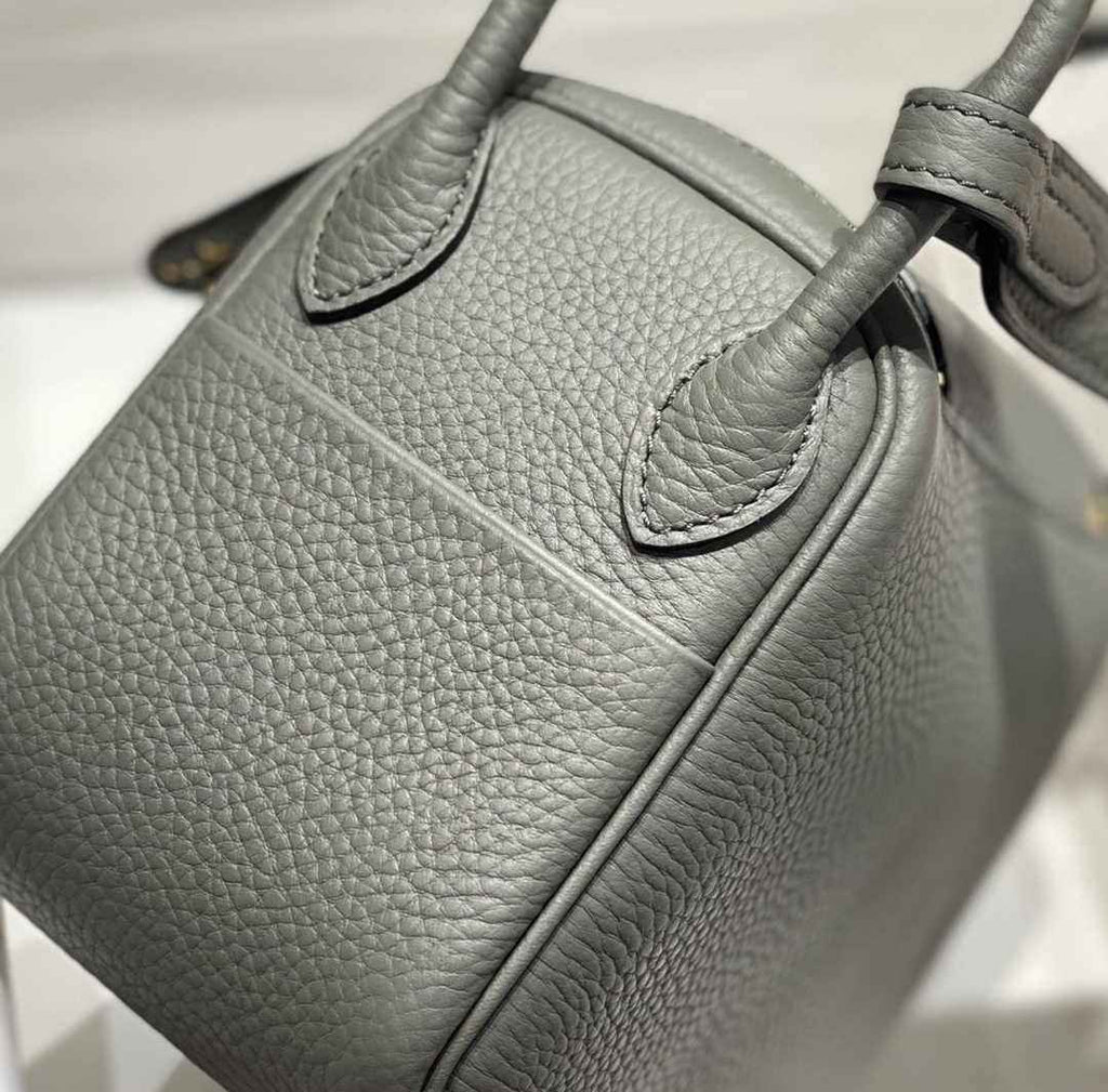 Hermes Lindy Mini Bag Gray Togo Leather Gold Hardware H8647