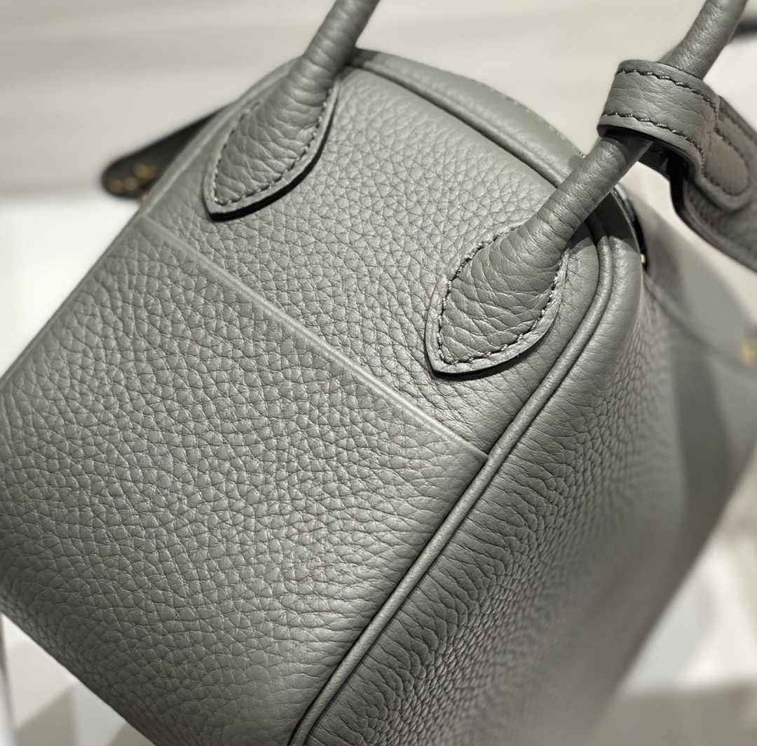 Hermes Lindy Mini Bag Gray Togo Leather Gold Hardware H8647