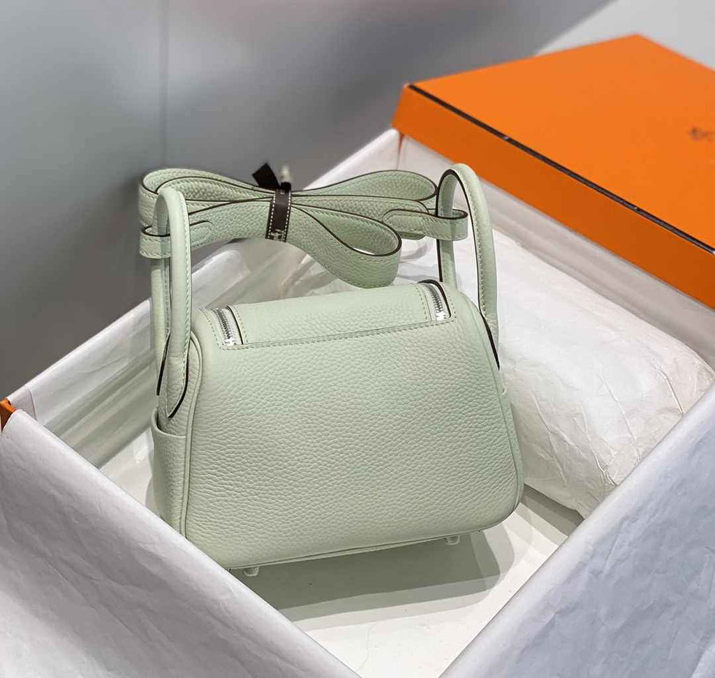 Hermes Lindy Mini Bag Light Green Togo Leather Gold Hardware H8651
