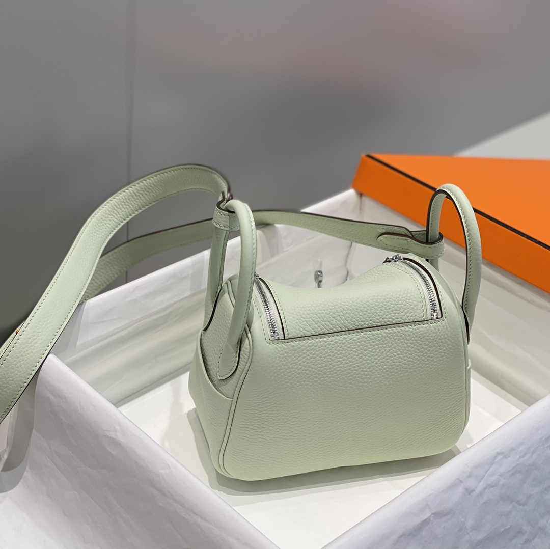 Hermes Lindy Mini Bag Light Green Togo Leather Gold Hardware H8651