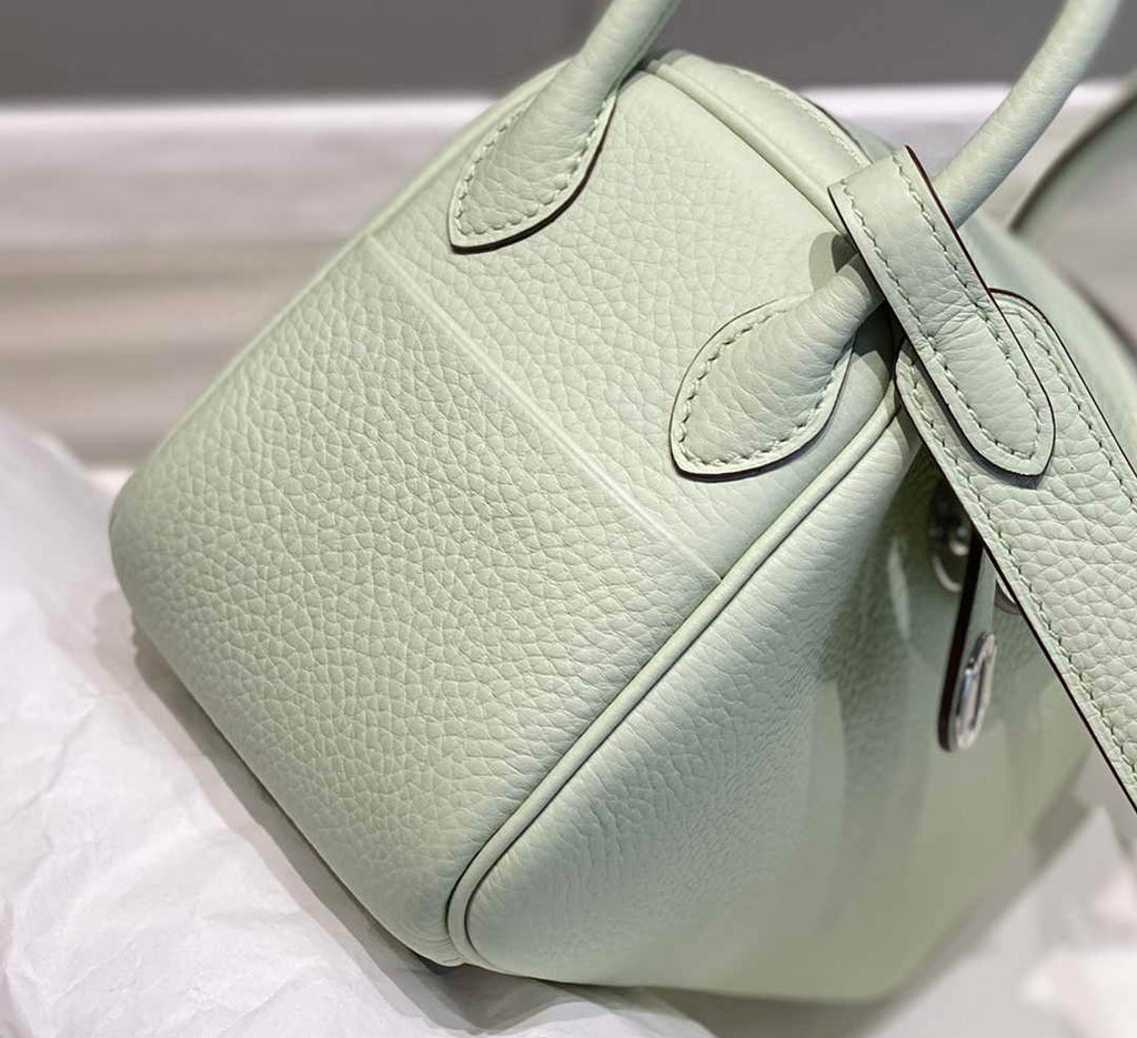 Hermes Lindy Mini Bag Light Green Togo Leather Gold Hardware H8651