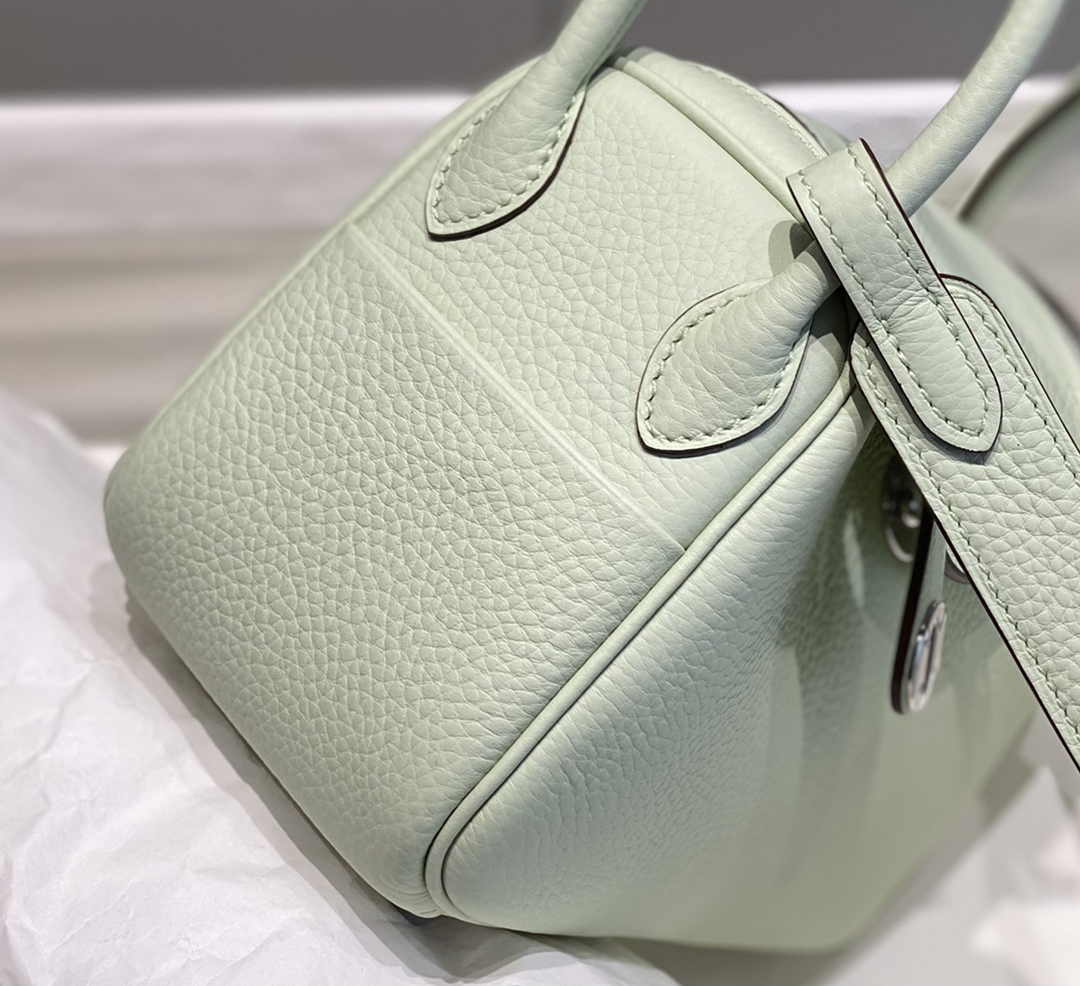 Hermes Lindy Mini Bag Light Green Togo Leather Gold Hardware H8651