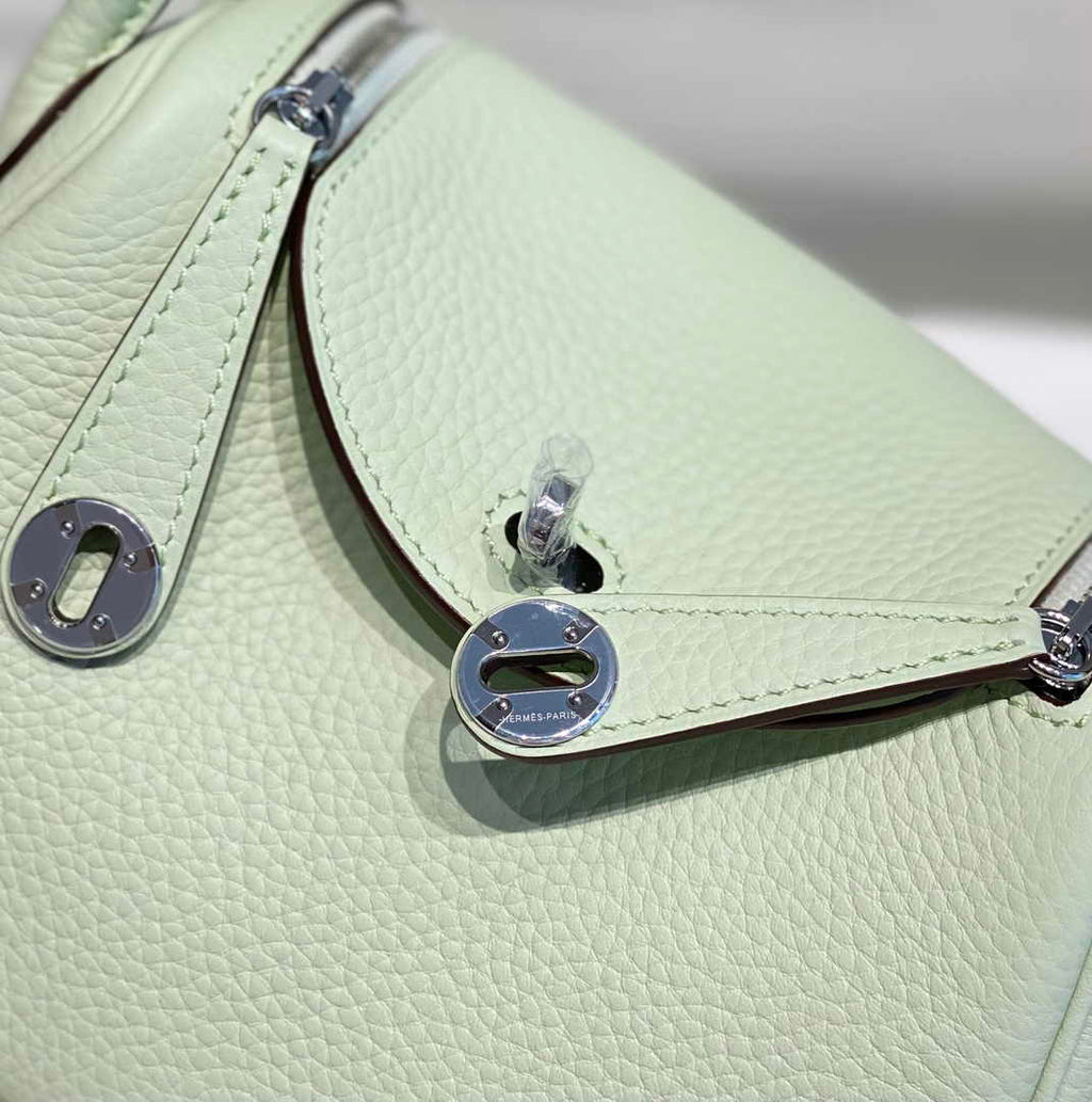 Hermes Lindy Mini Bag Light Green Togo Leather Gold Hardware H8651