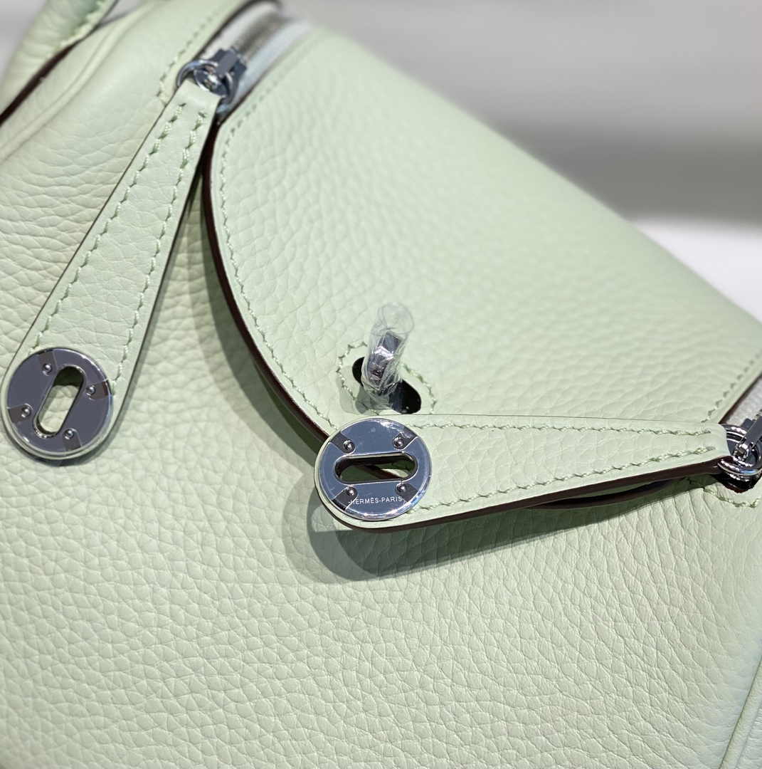 Hermes Lindy Mini Bag Light Green Togo Leather Gold Hardware H8651