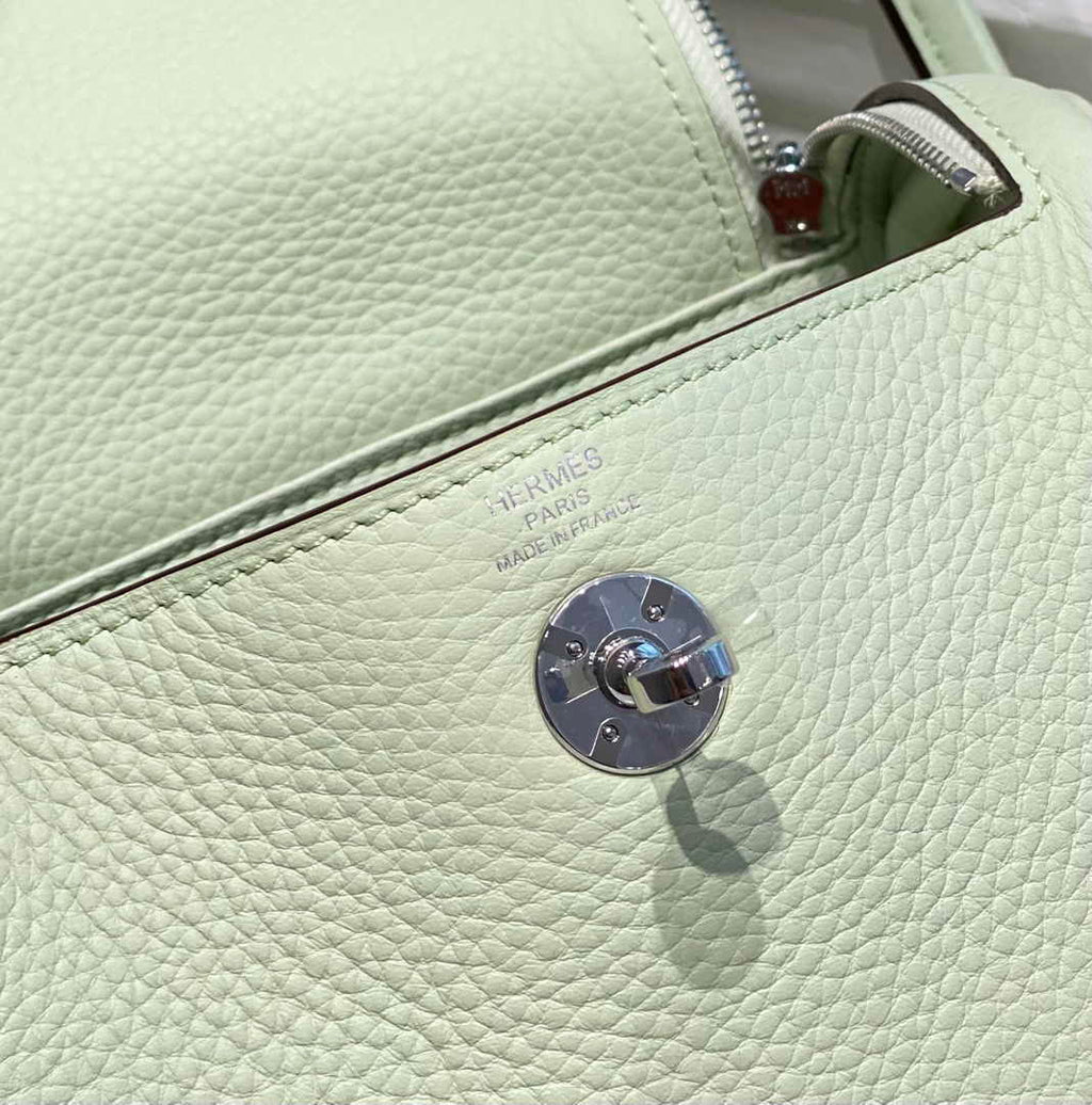 Hermes Lindy Mini Bag Light Green Togo Leather Gold Hardware H8651