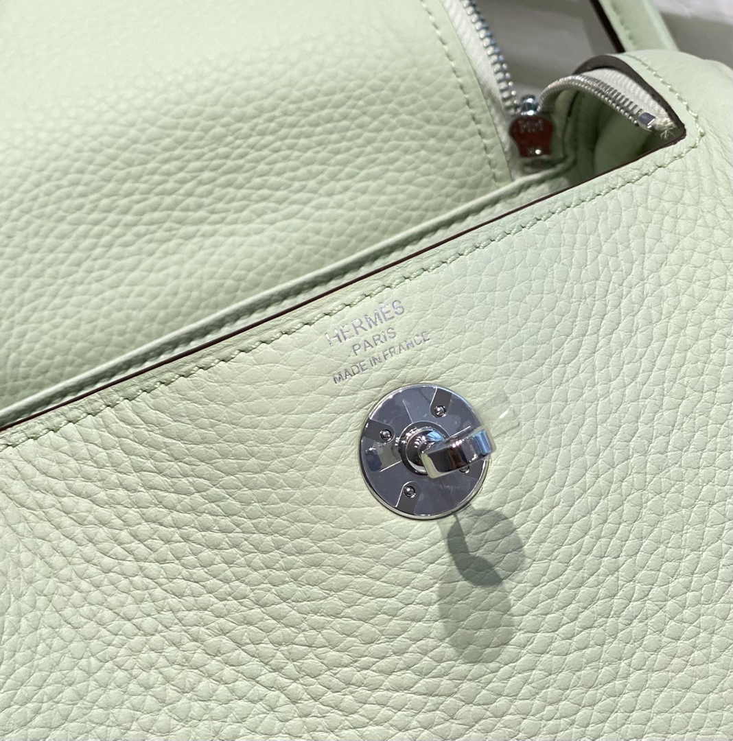 Hermes Lindy Mini Bag Light Green Togo Leather Gold Hardware H8651