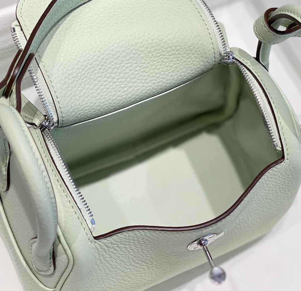 Hermes Lindy Mini Bag Light Green Togo Leather Gold Hardware H8651