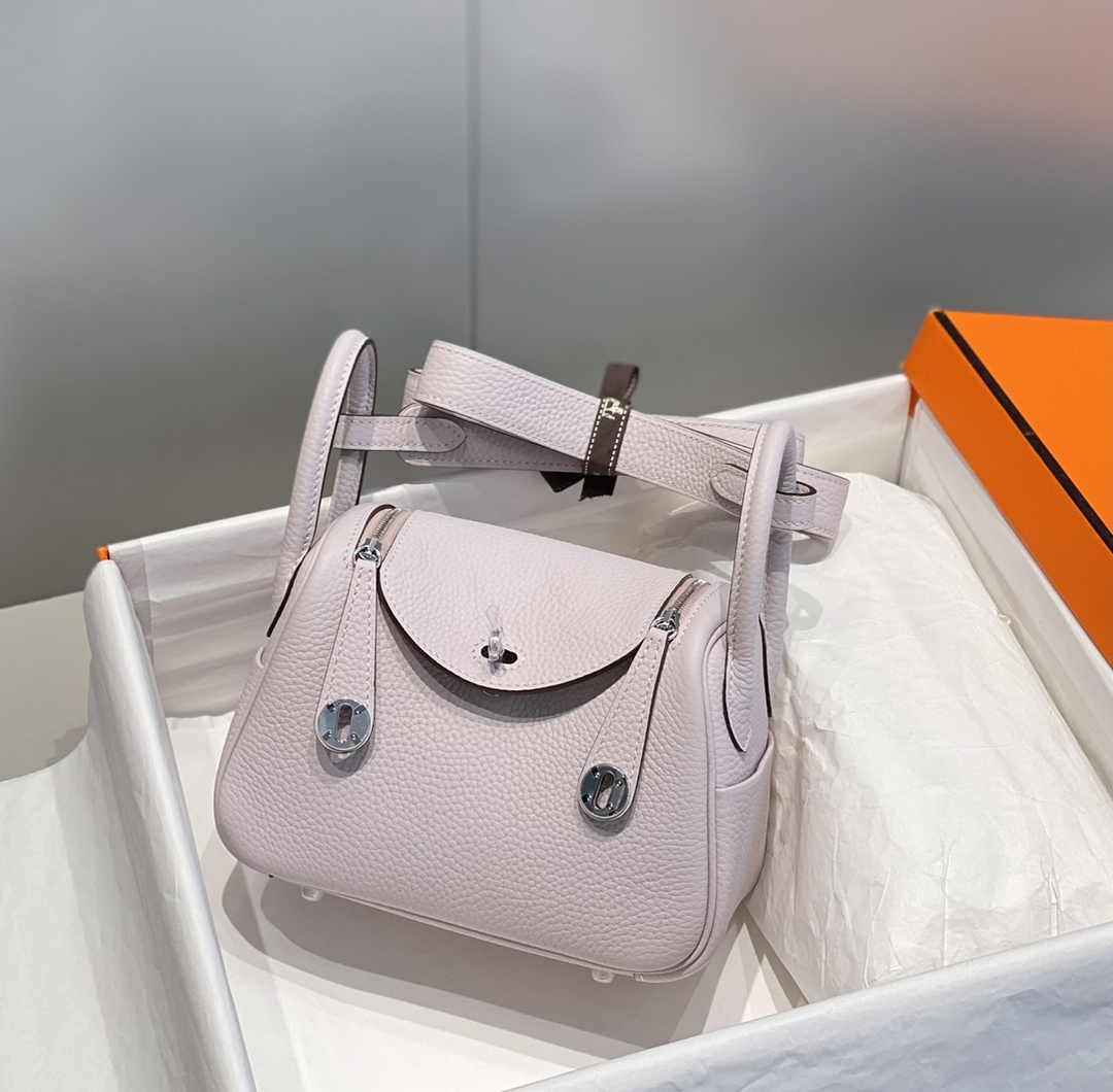 Hermes Lindy Mini Bag Light Purple Togo Leather Gold Hardware H8650