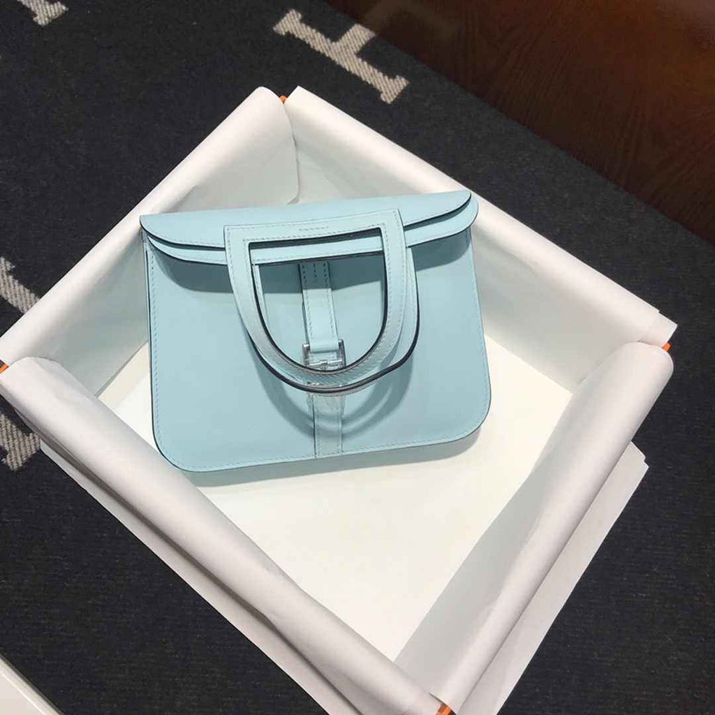 Hermes Mini Halzan 22 Bag Light Blue Swift Leather H082132