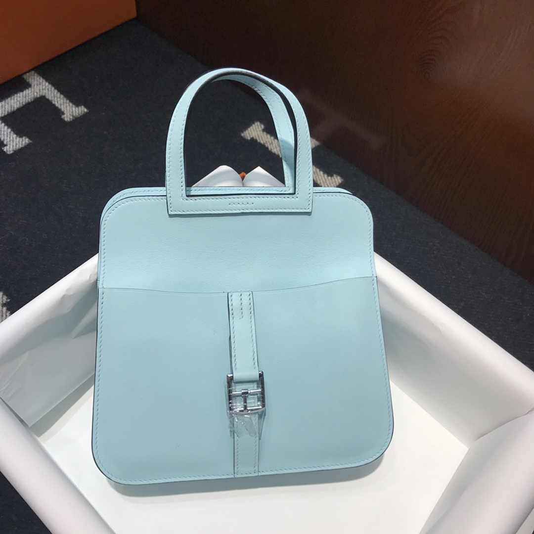 Hermes Mini Halzan 22 Bag Light Blue Swift Leather H082132