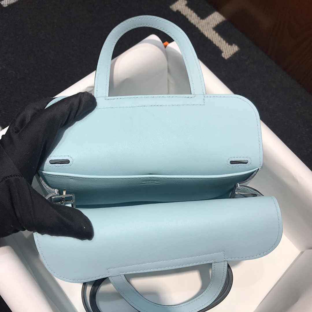 Hermes Mini Halzan 22 Bag Light Blue Swift Leather H082132