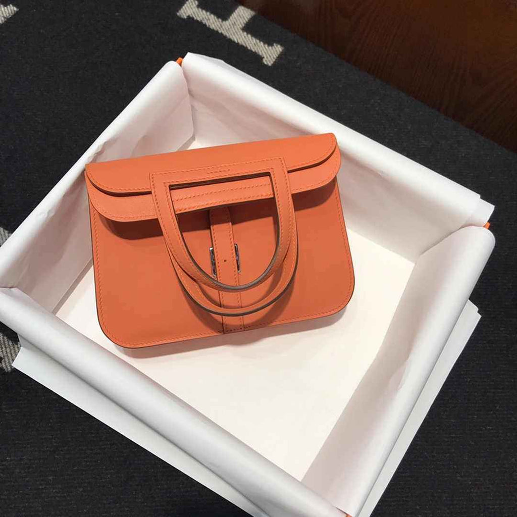 Hermes Mini Halzan 22 Bag Orange Swift Leather H082134