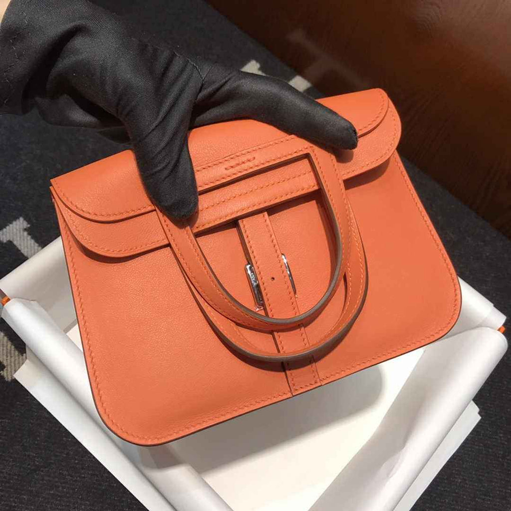 Hermes Mini Halzan 22 Bag Orange Swift Leather H082134
