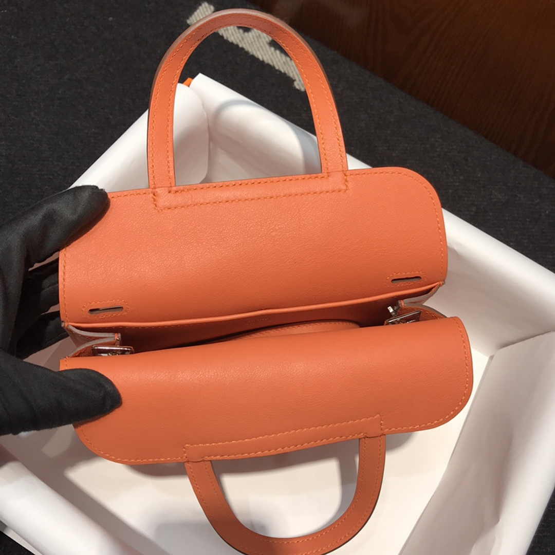 Hermes Mini Halzan 22 Bag Orange Swift Leather H082134