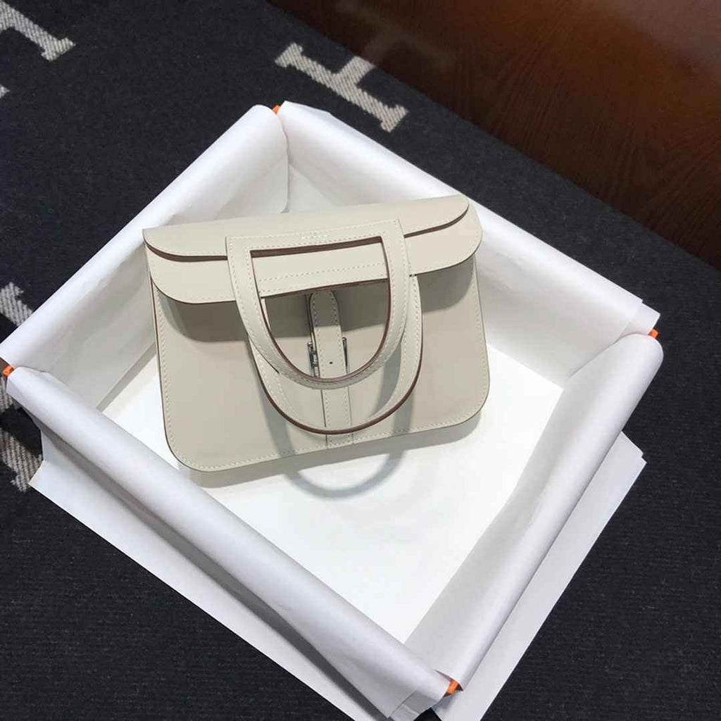 Hermes Mini Halzan 22 Bag Beige Swift Leather H082135