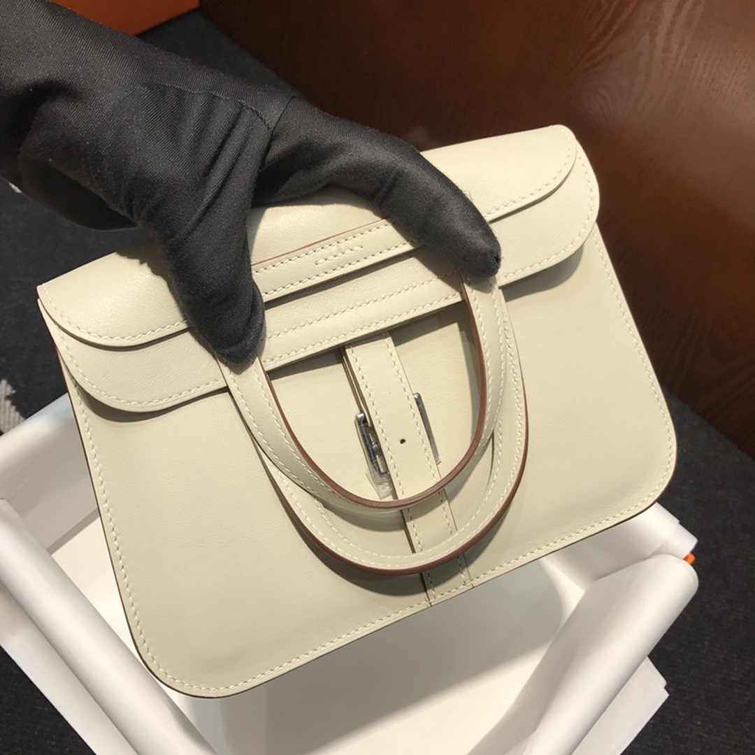 Hermes Mini Halzan 22 Bag Beige Swift Leather H082135