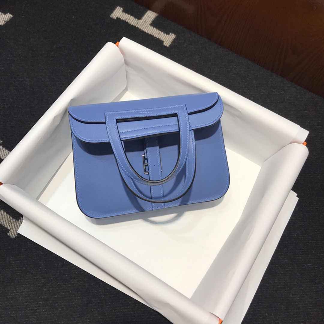 Hermes Mini Halzan 22 Bag Blue Swift Leather H082131