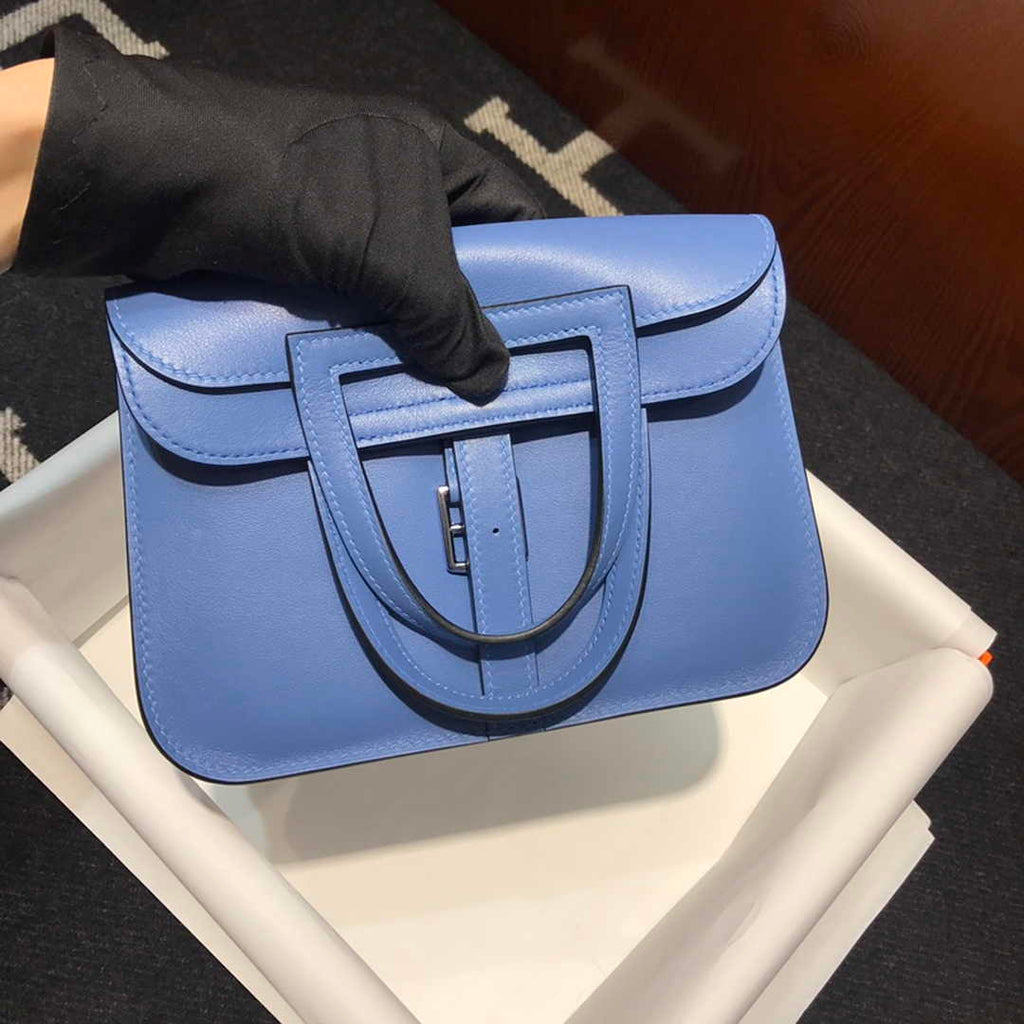 Hermes Mini Halzan 22 Bag Blue Swift Leather H082131