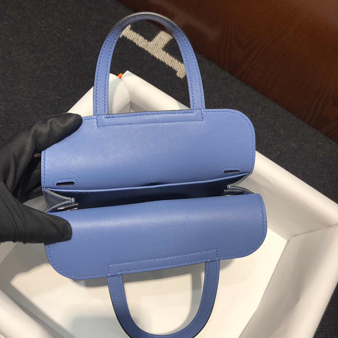 Hermes Mini Halzan 22 Bag Blue Swift Leather H082131