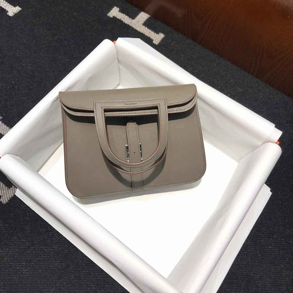 Hermes Mini Halzan 22 Bag Gray Swift Leather H082136