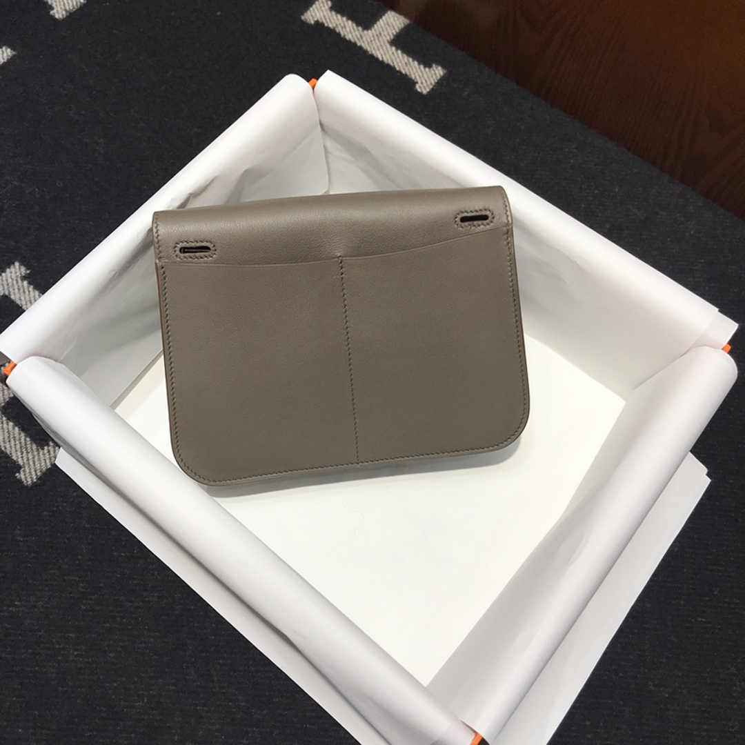 Hermes Mini Halzan 22 Bag Gray Swift Leather H082136