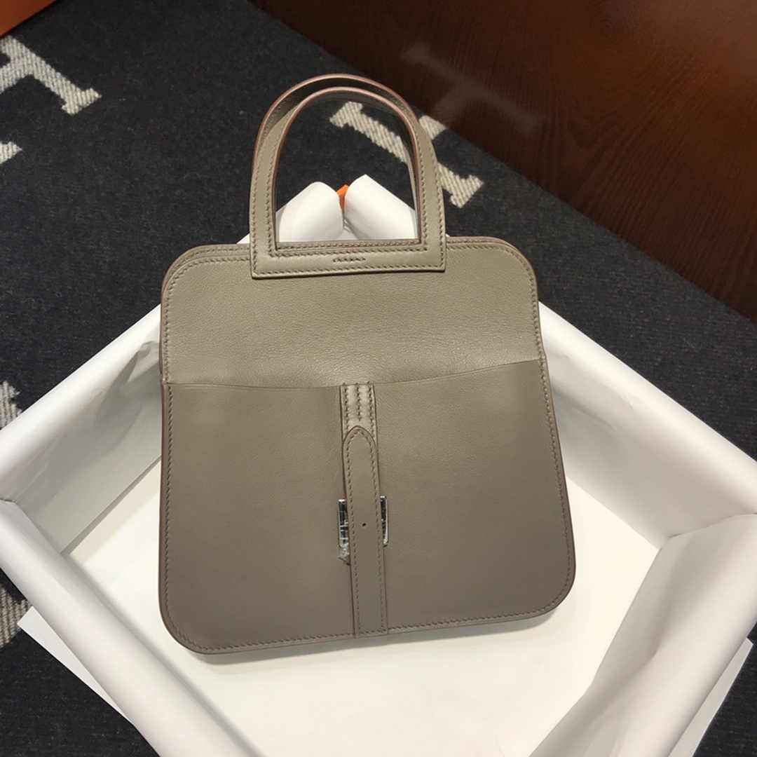 Hermes Mini Halzan 22 Bag Gray Swift Leather H082136