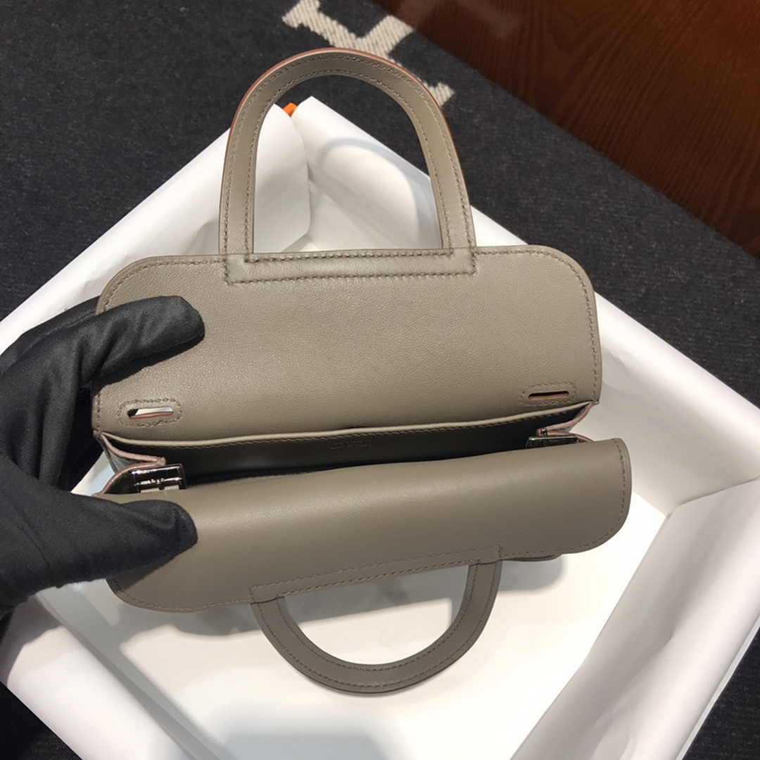 Hermes Mini Halzan 22 Bag Gray Swift Leather H082136