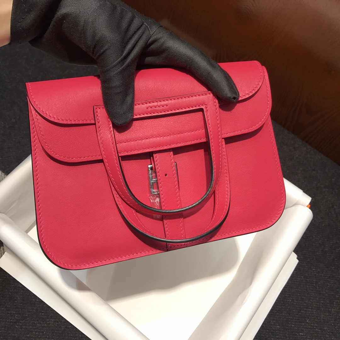 Hermes Mini Halzan 22 Bag Plum Swift Leather H082137