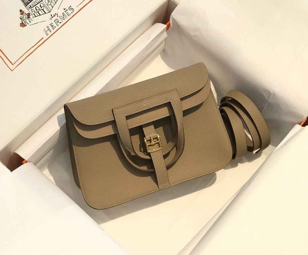 Hermes Mini Halzan 22 Bag Gray Togo Leather H082142
