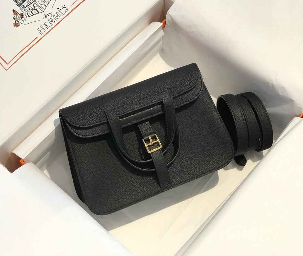 Hermes Mini Halzan 22 Bag Black Togo Leather H082140