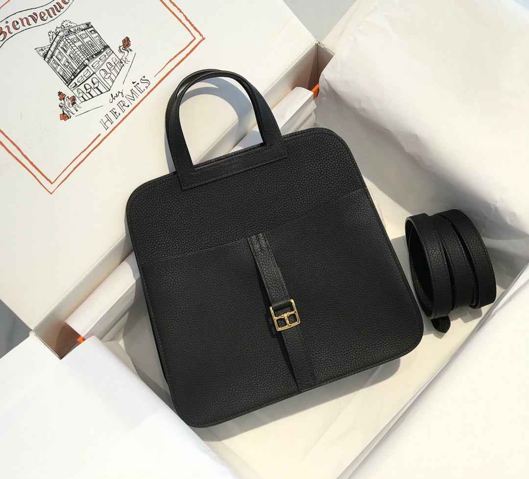 Hermes Mini Halzan 22 Bag Black Togo Leather H082140