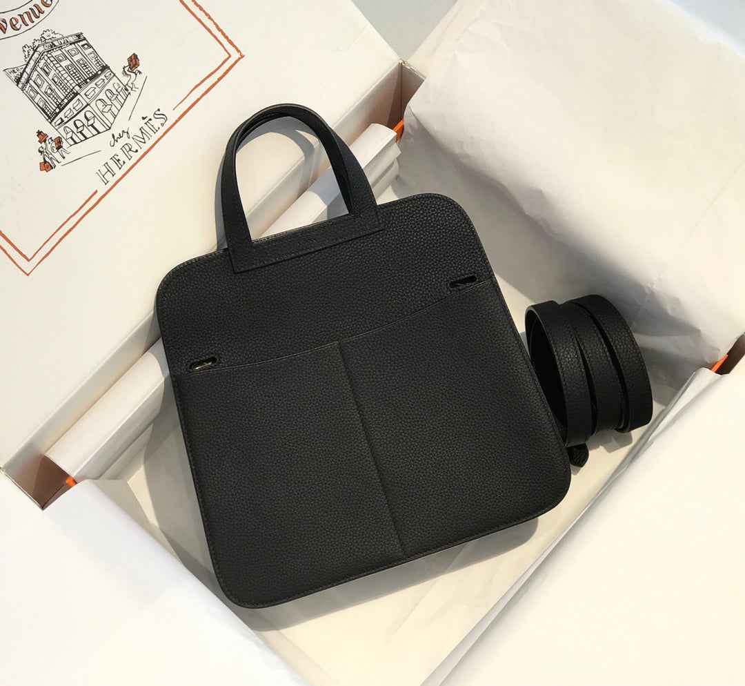 Hermes Mini Halzan 22 Bag Black Togo Leather H082140