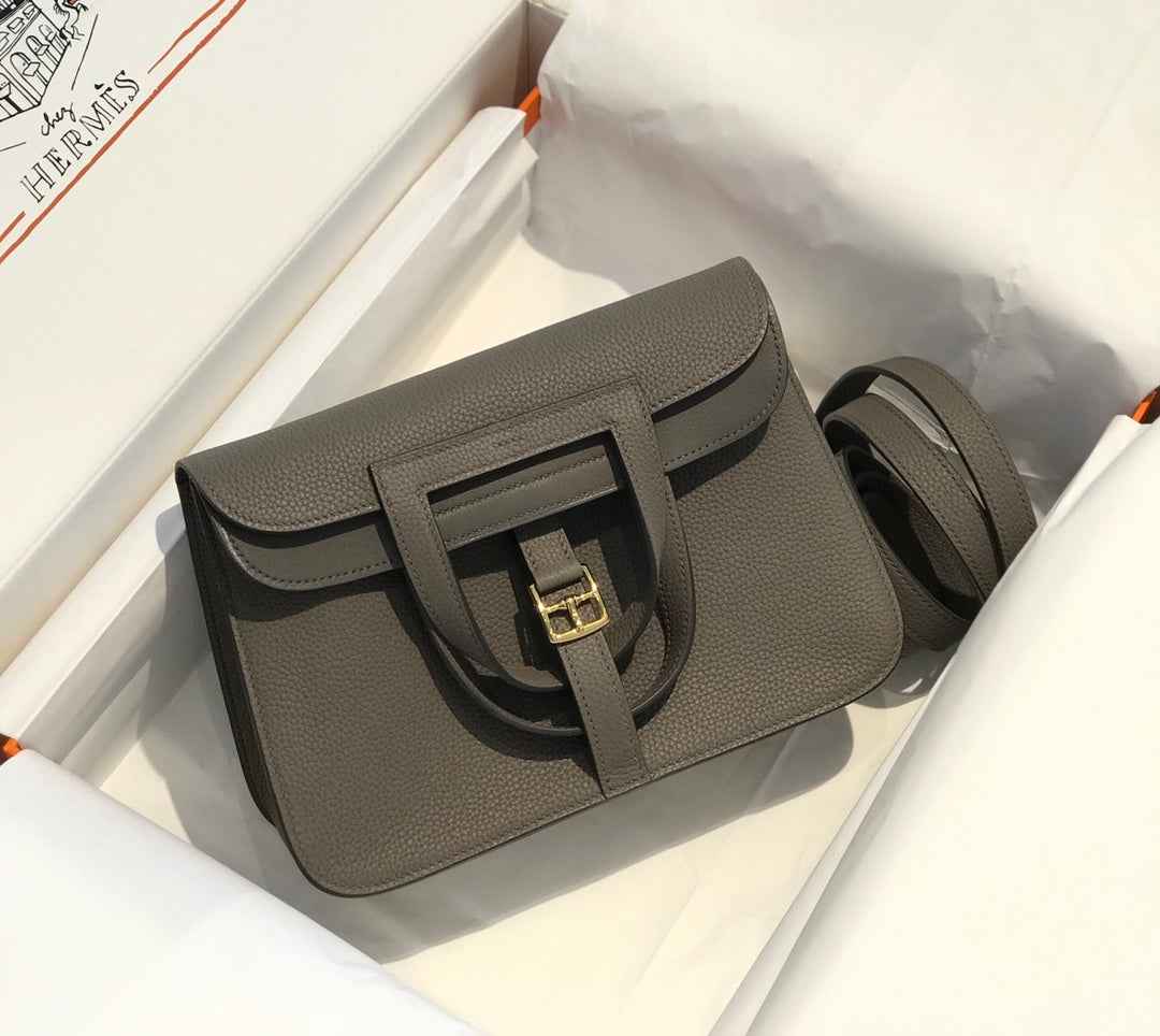 Hermes Mini Halzan 22 Bag Dark Gray Togo Leather H082143