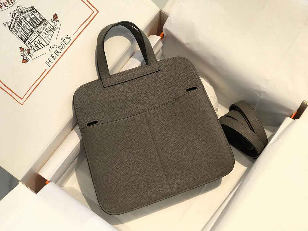 Hermes Mini Halzan 22 Bag Dark Gray Togo Leather H082143