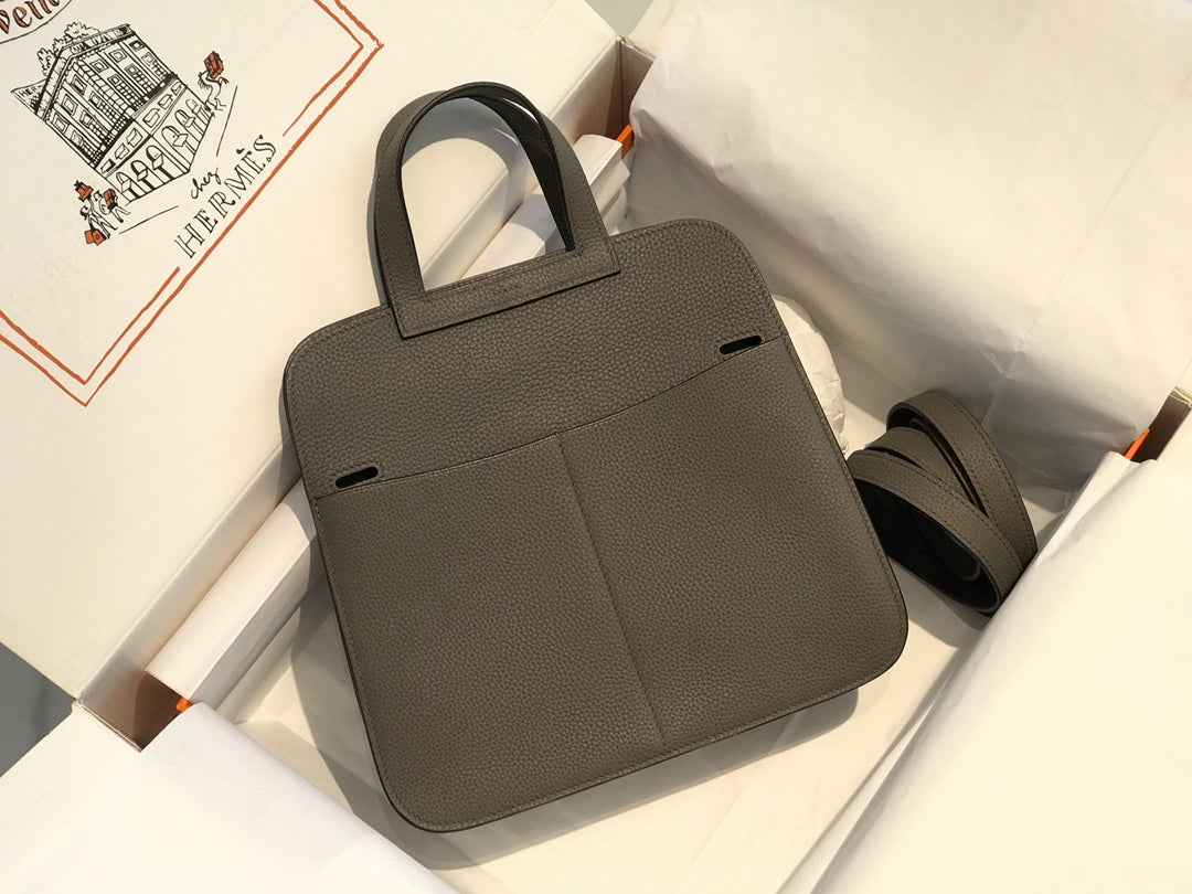 Hermes Mini Halzan 22 Bag Dark Gray Togo Leather H082143