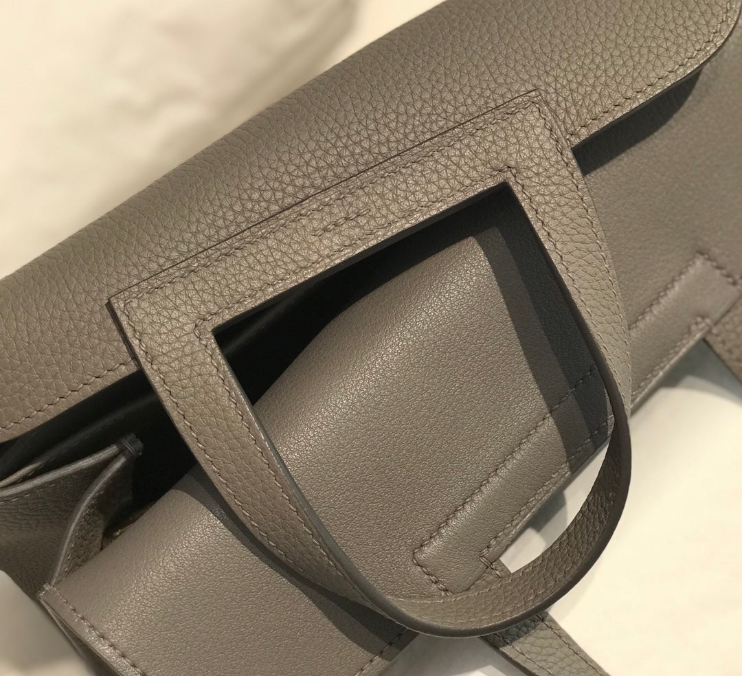 Hermes Mini Halzan 22 Bag Dark Gray Togo Leather H082143