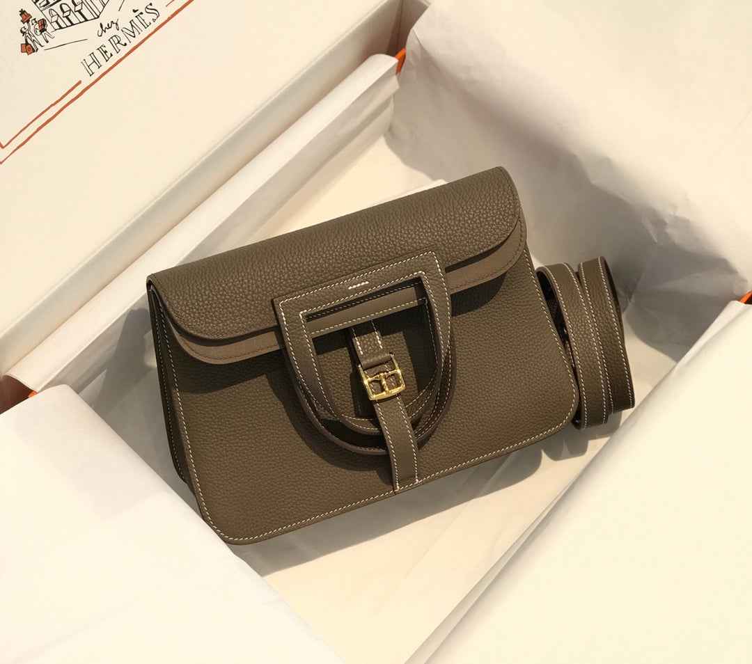Hermes Mini Halzan 22 Bag Togo Gray Leather H082145