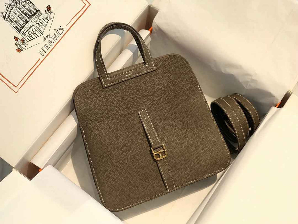 Hermes Mini Halzan 22 Bag Togo Gray Leather H082145